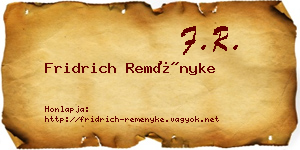 Fridrich Reményke névjegykártya